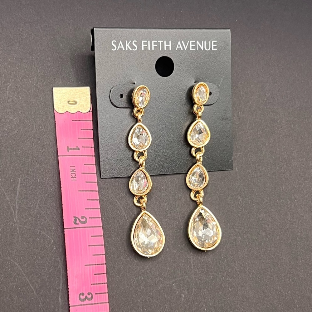 Saks Fifth Avenue Gold and Silver Crystal Earrings - Picture 6 of 9